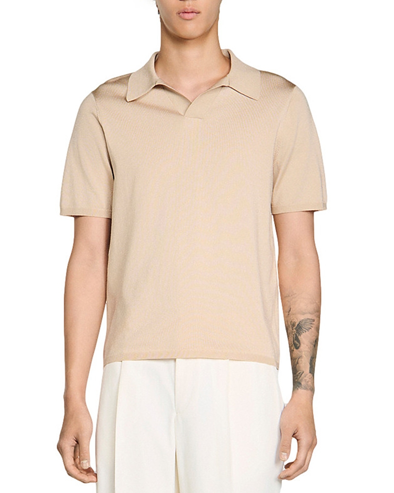 Sandro Pablo Short Sleeve V Neck Polo Shirt