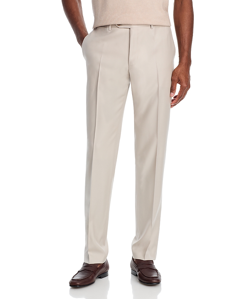 Canali Siena Flat Front Wool Trousers