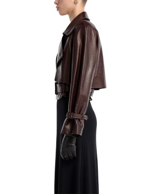 Hatti Crocodile Embossed Leather Jacket