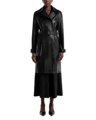 Tate Leather Belted Coat
