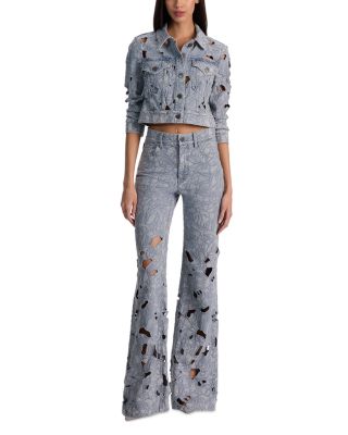 Chic High Rise Embroidered Eyelet Jeans in Rockstblue