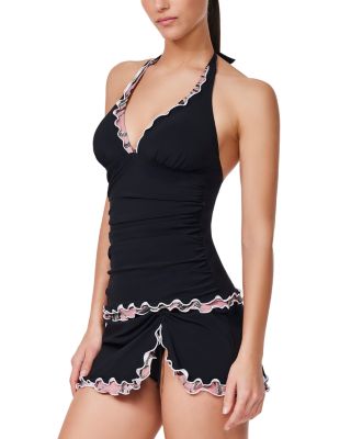 Palmita Halter Tankini & Palmita Tricolore Side Slit Skirted Bottom