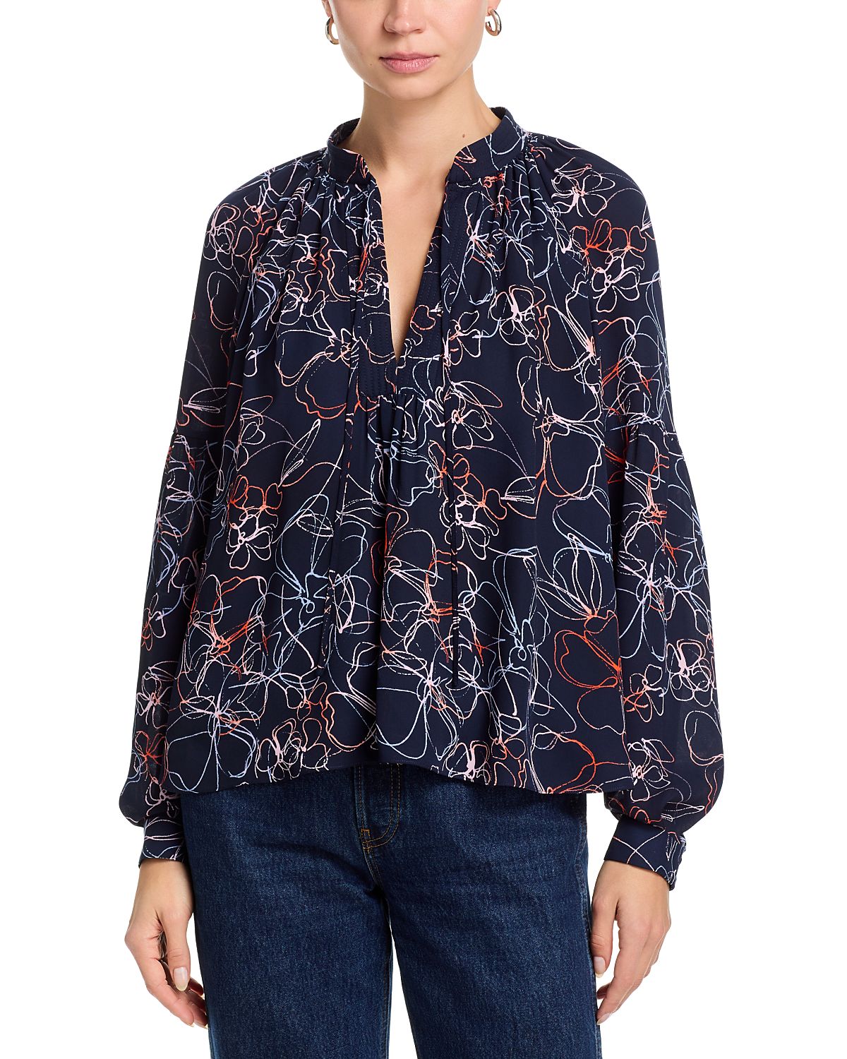 Cinq a Sept Malva Linework Floral Nanette Top