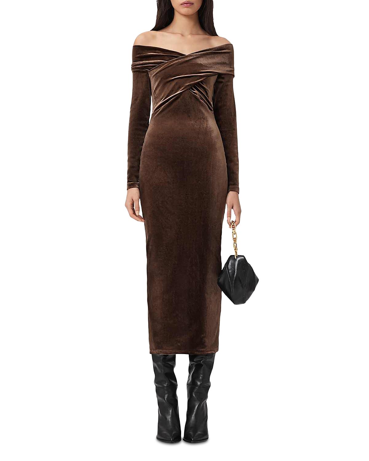 Allsaints Delta Velvet Midi Dress