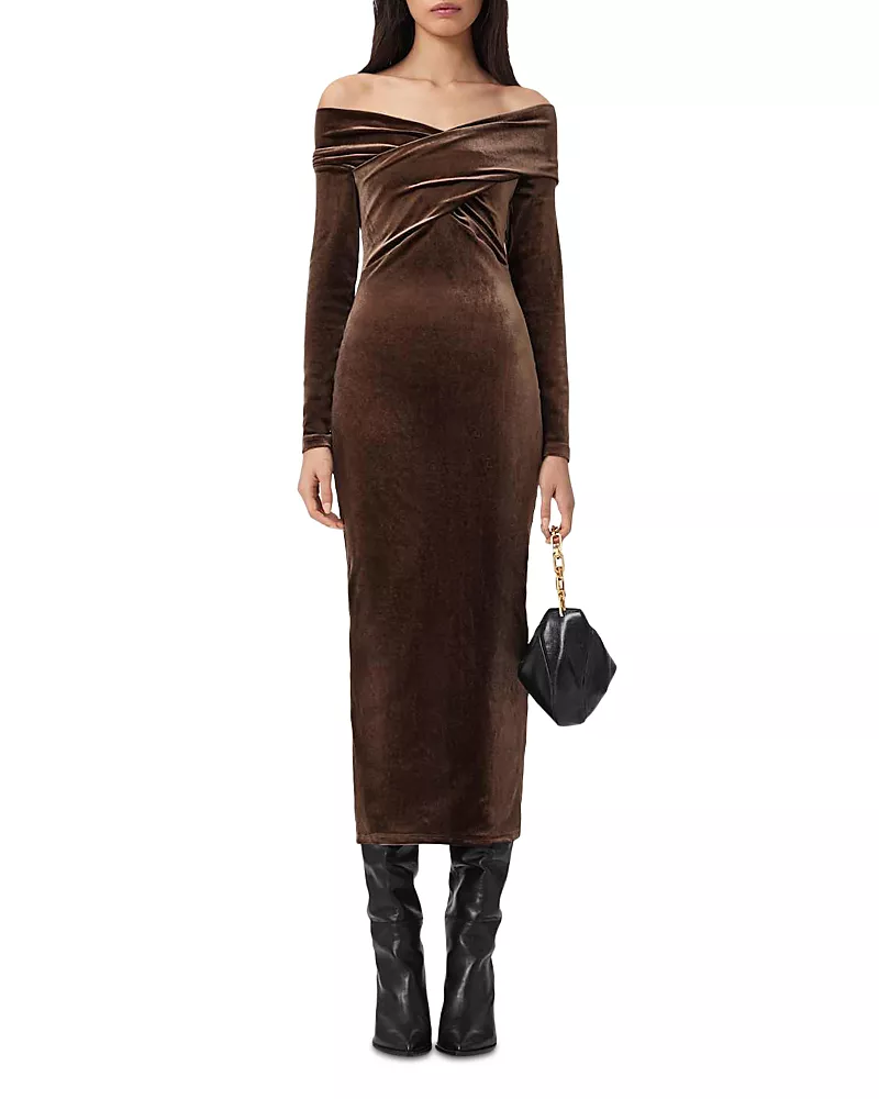 Allsaints Delta Velvet Midi Dress