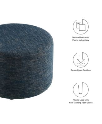  Callum Large 23" Round Woven Heathered Fabric Upholstered Ottoman