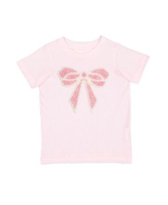  Unisex Pearl Bow Patch Short Sleeve T-Shirt