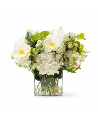  Hydrangea and Berry Square Glass Pot Arrangement