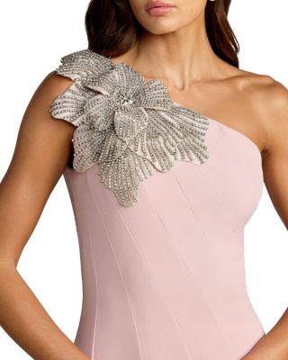  One Shoulder Flower Detailed Women's Gown