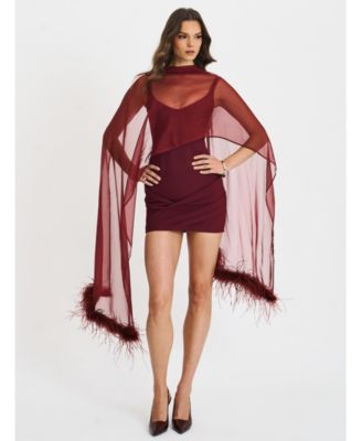  Tori  Pleated Mini Dress with Chiffon Scarf