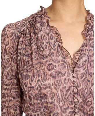  Lana Paisley Printed Georgette Long Sleeve Ruffle Top