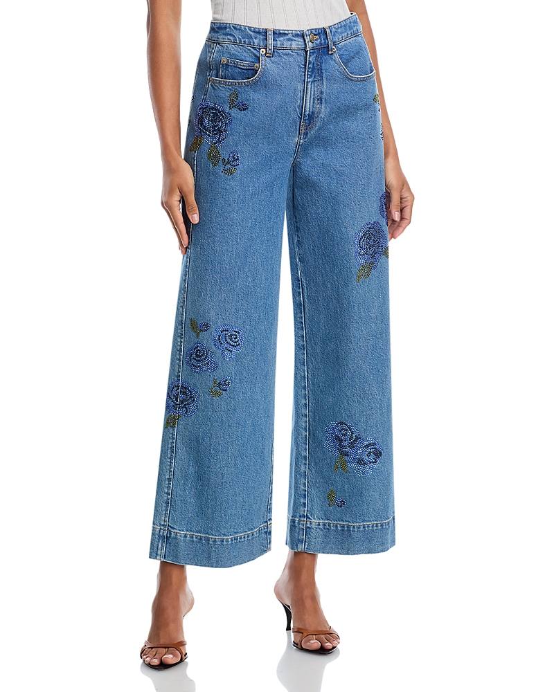 Cinq a Sept Heatset Roses Mid Rise Betsy Jeans in Horizon Multi
