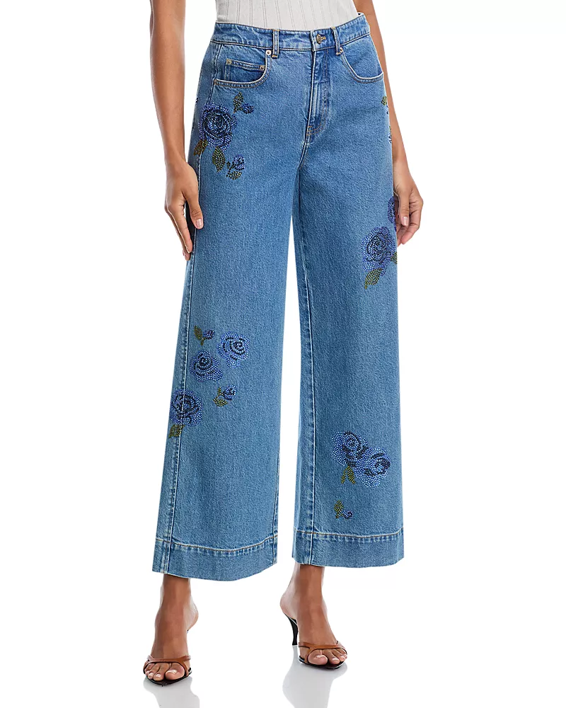 Cinq a Sept Heatset Roses Mid Rise Betsy Jeans in Horizon Multi