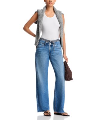 Saige Boxer Low Rise Straight Jeans in Miler Stripe