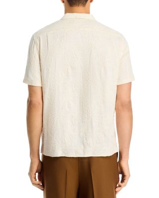 Embroidered Floral Short Sleeve Cabana Shirt