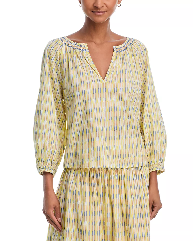 Velvet by Graham & Spencer Campbell Check Split Neck Blouse
