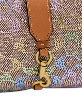 Hamptons Small Crystal Signature Jacquard Hobo Bag