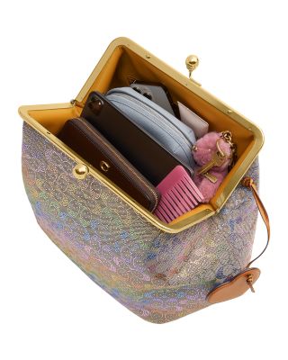 Kisslock Frame Medium Crystal Signature Jacquard Hobo Bag