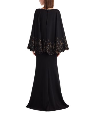  Delgado Laser-Cut Capelet Gown