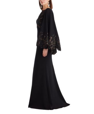  Delgado Laser-Cut Capelet Gown