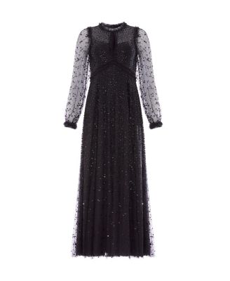Dappled Sequin Long Sleeve Ankle Gown