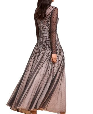 Sequin Cascade Round Neck Gown