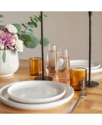 Handblown Hammered Champagne Flutes, Set of 4