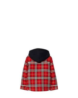 Boys' Check Cotton Hooded Jacket - Little Kid, Big Kid