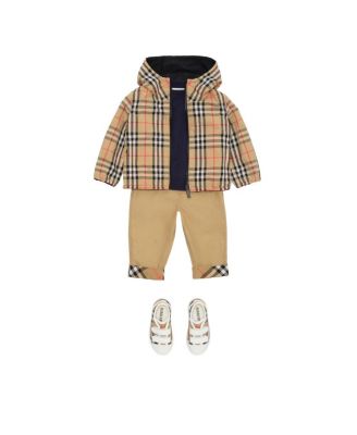 Boys' Check Turn-up Cotton Trousers - Baby, Little Kid