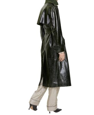 Long Embossed Leather Trench Coat