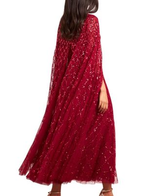 Heart Lattice Cape Ankle Gown