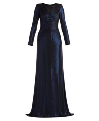 Esau Metallic Crisscross Draped Gown