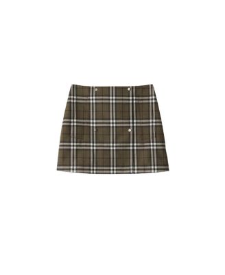  Check Bonded Wool Trench Mini Skirt