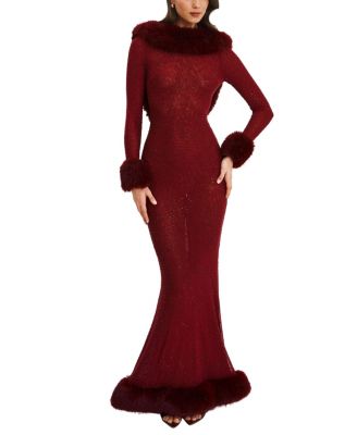  Melrose Rhinestone Mesh Low Back Mermaid Dress