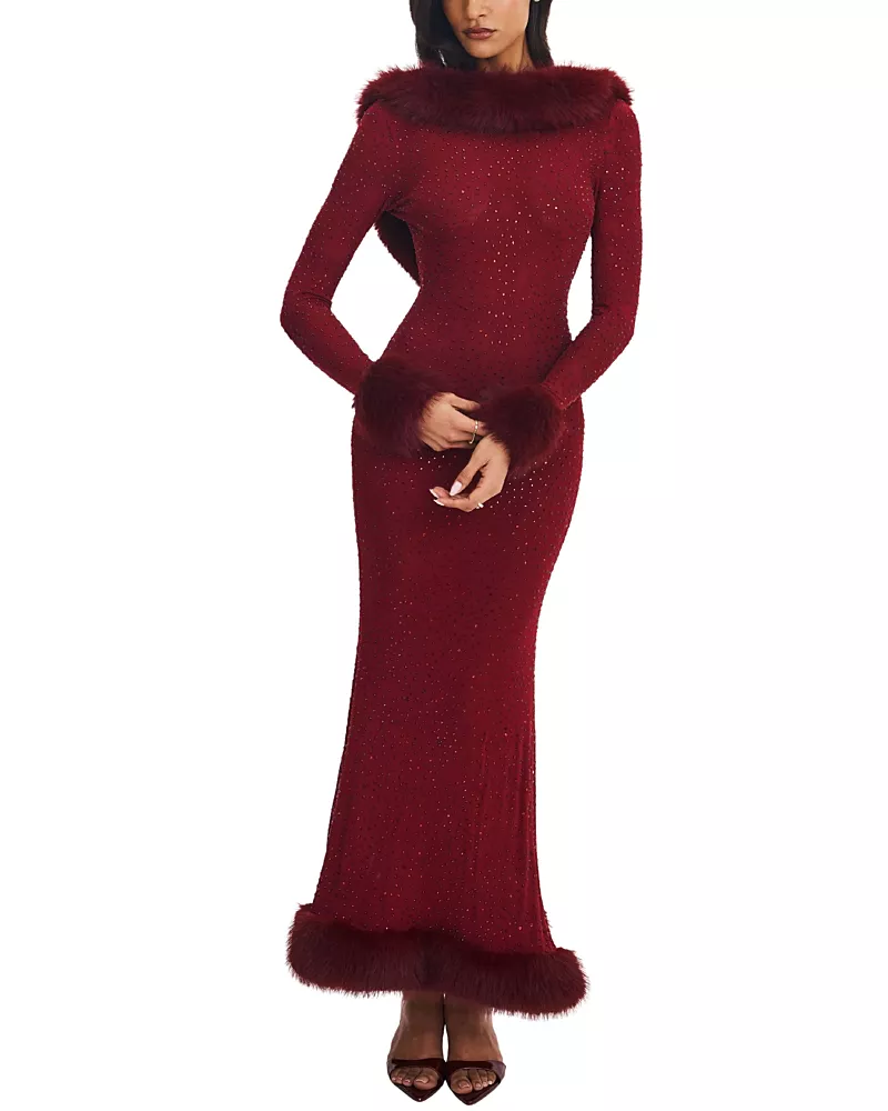 Miss Circle Melrose Rhinestone Mesh Low Back Mermaid Dress