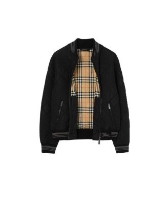  Micro Check-stitch Nylon Blend Bomber Jacket
