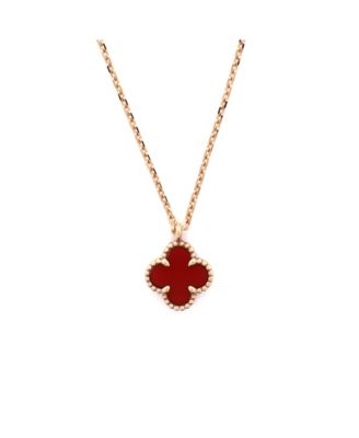 Sweet Alhambra Pendant Necklace 18K Rose Gold and Carnelian, 15.25 - 16"