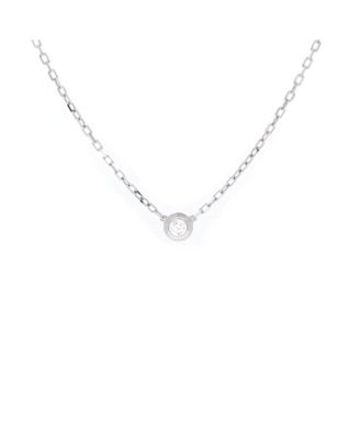 Small Cartier D'Amour Pendant Necklace 18K White Gold with Diamond 16.25 - 17.5"