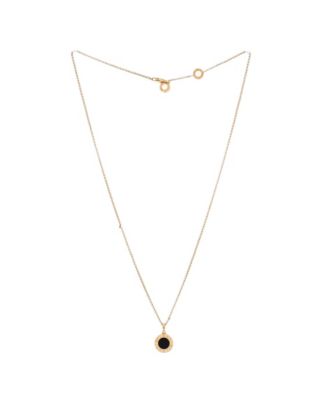 Pendant Necklace 18K Gold with Onyx, 16.5 - 17.25"
