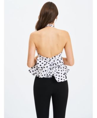  Ilene Polka Dot Bubble Hem Halter Top