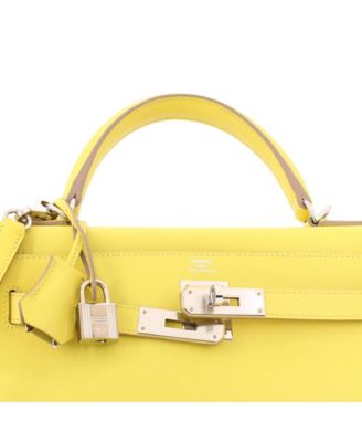 Kelly 28 Handbag Yellow Evercolor with Palladium Hardware