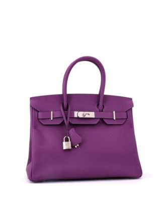Birkin 30 Handbag Purple Epsom with Palladium Hardware
