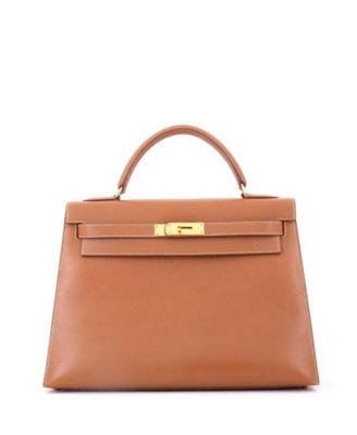 Kelly 32 Handbag Brown Courchevel with Gold Hardware
