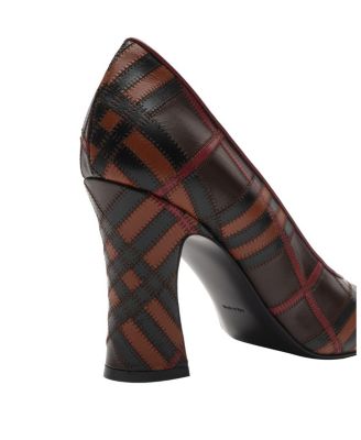  Women's Check Leather Trinket Pumps