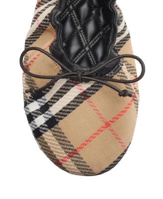  Women's Check Fawn Ballerinas
