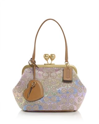 Kisslock Frame Embellished Top Handle Bag