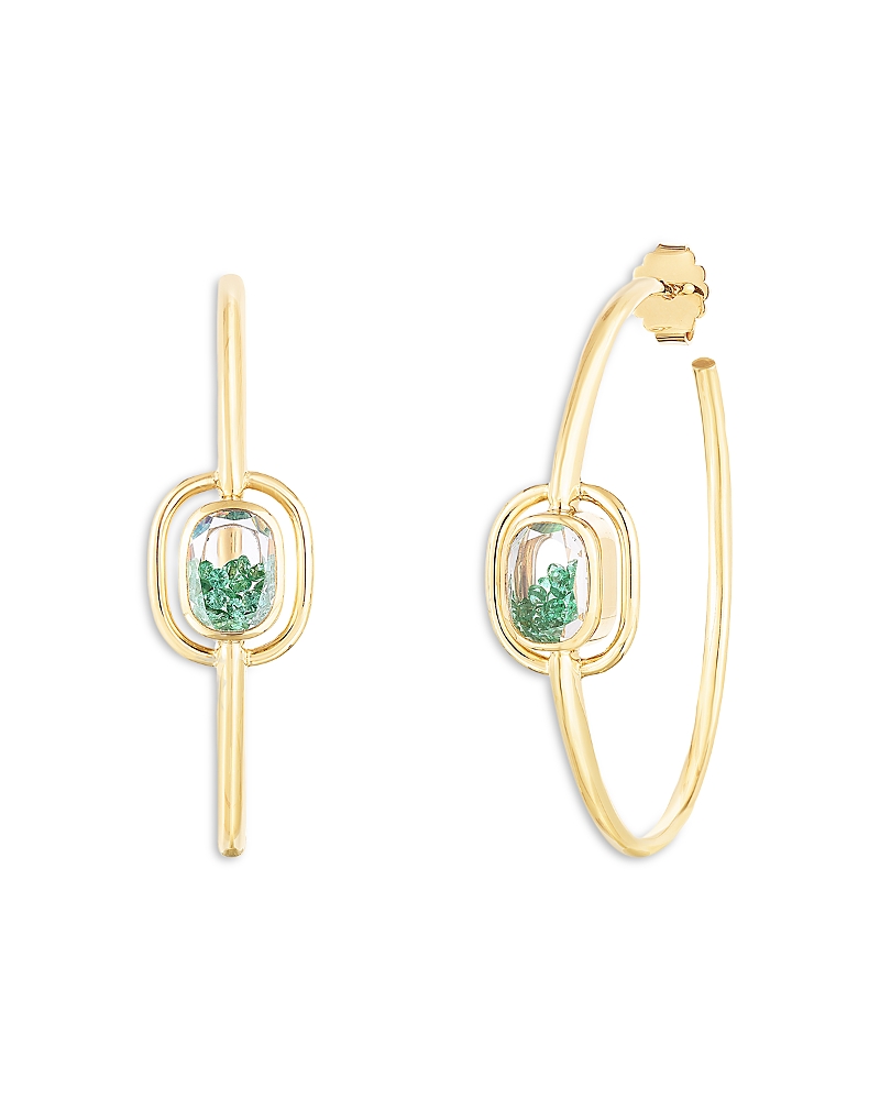 Moritz Glik 18K Yellow Gold Emerald Elo Hoop Earrings