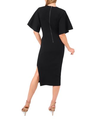 Flare Sleeve Crew Neck Midi Dress