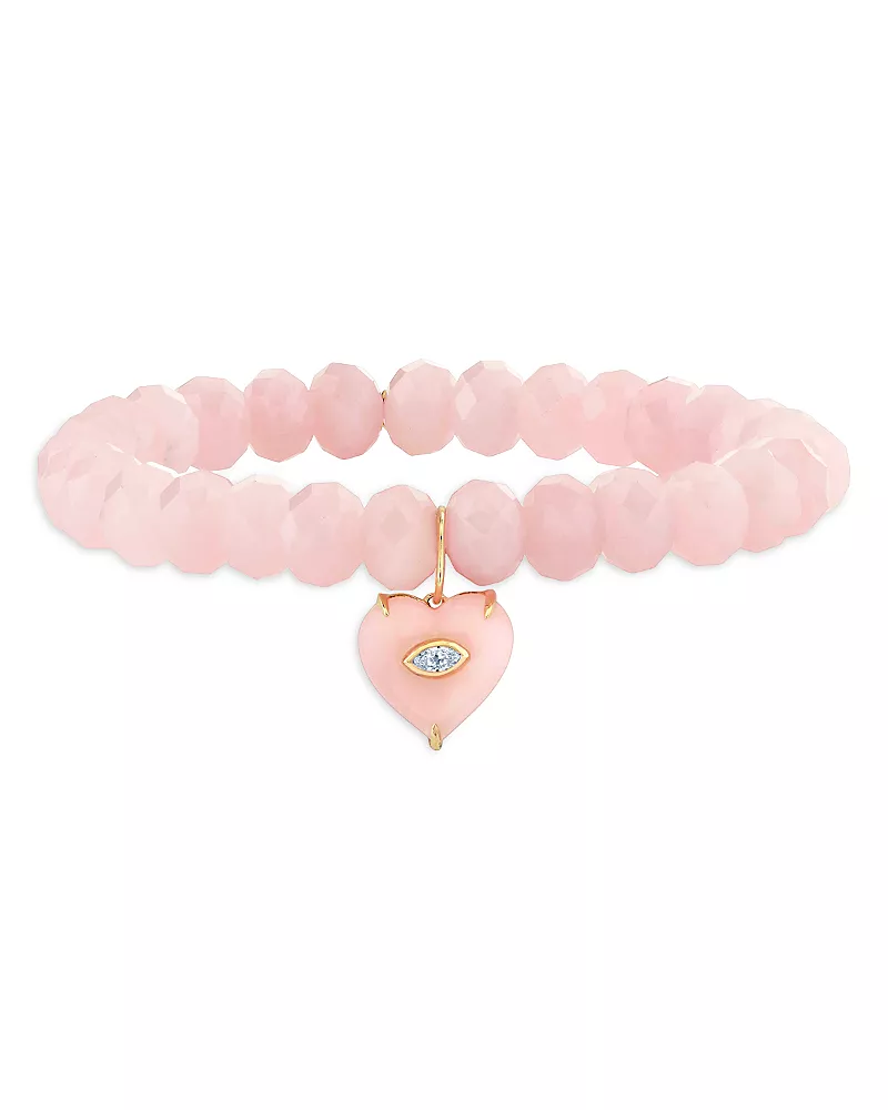 Sydney Evan 14K Yellow Gold Diamond, Pink Opal & Rose Quartz Bracelet