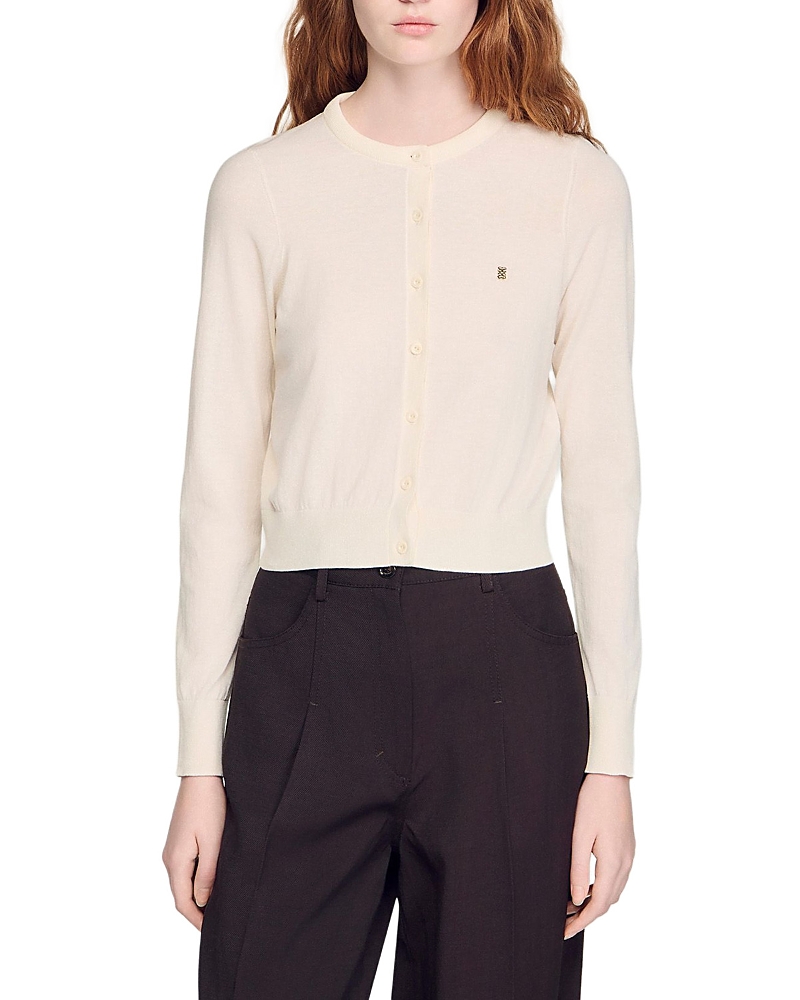 Sandro Round Neck Cropped Cardigan Sweater